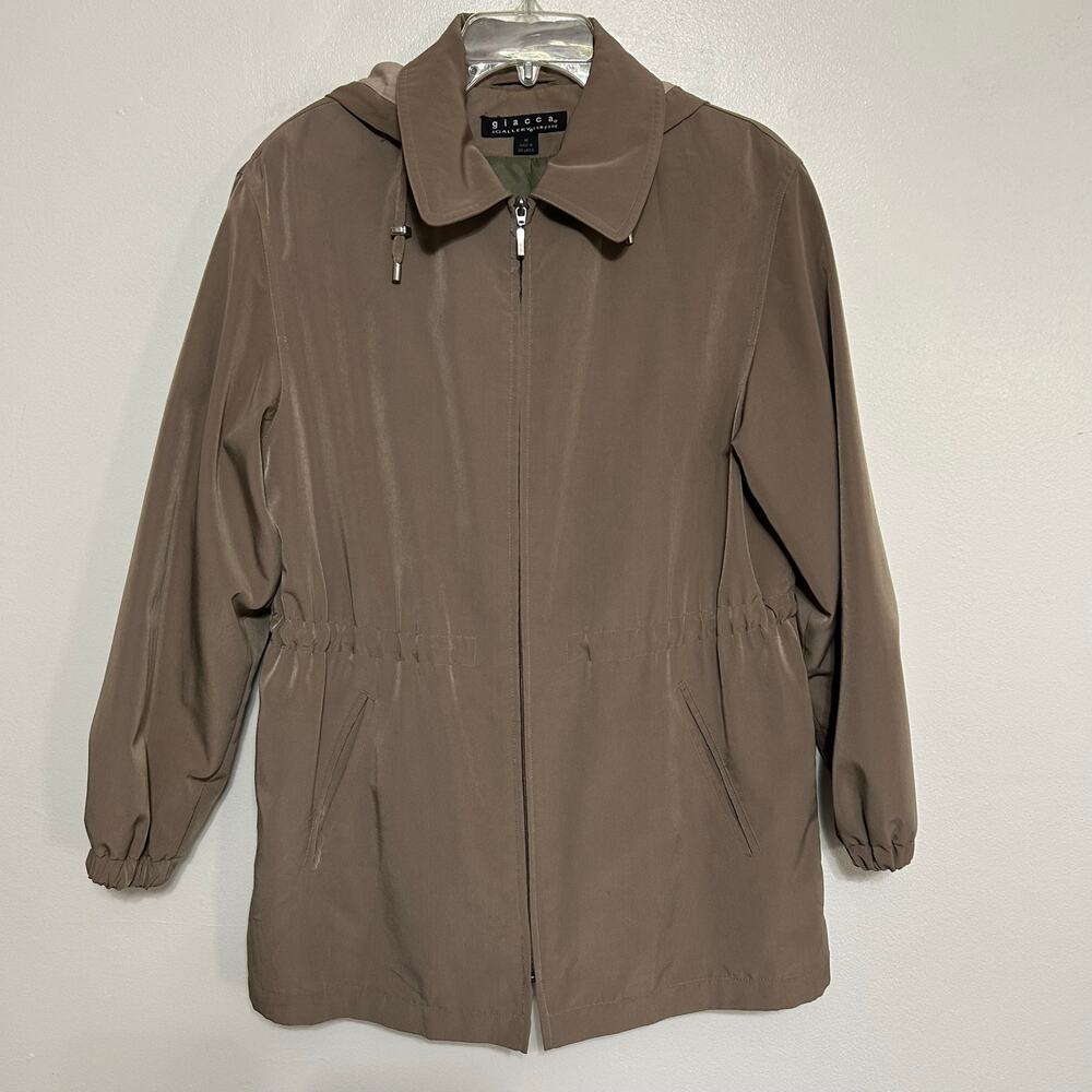 Giacca Taupe Hooded Utility Jacket Womens Medium Zip